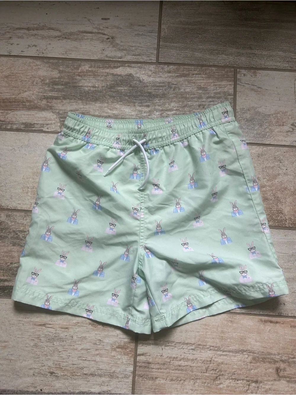 Janie & Jack Boys Bunny Print Swim Shorts (sz 10)